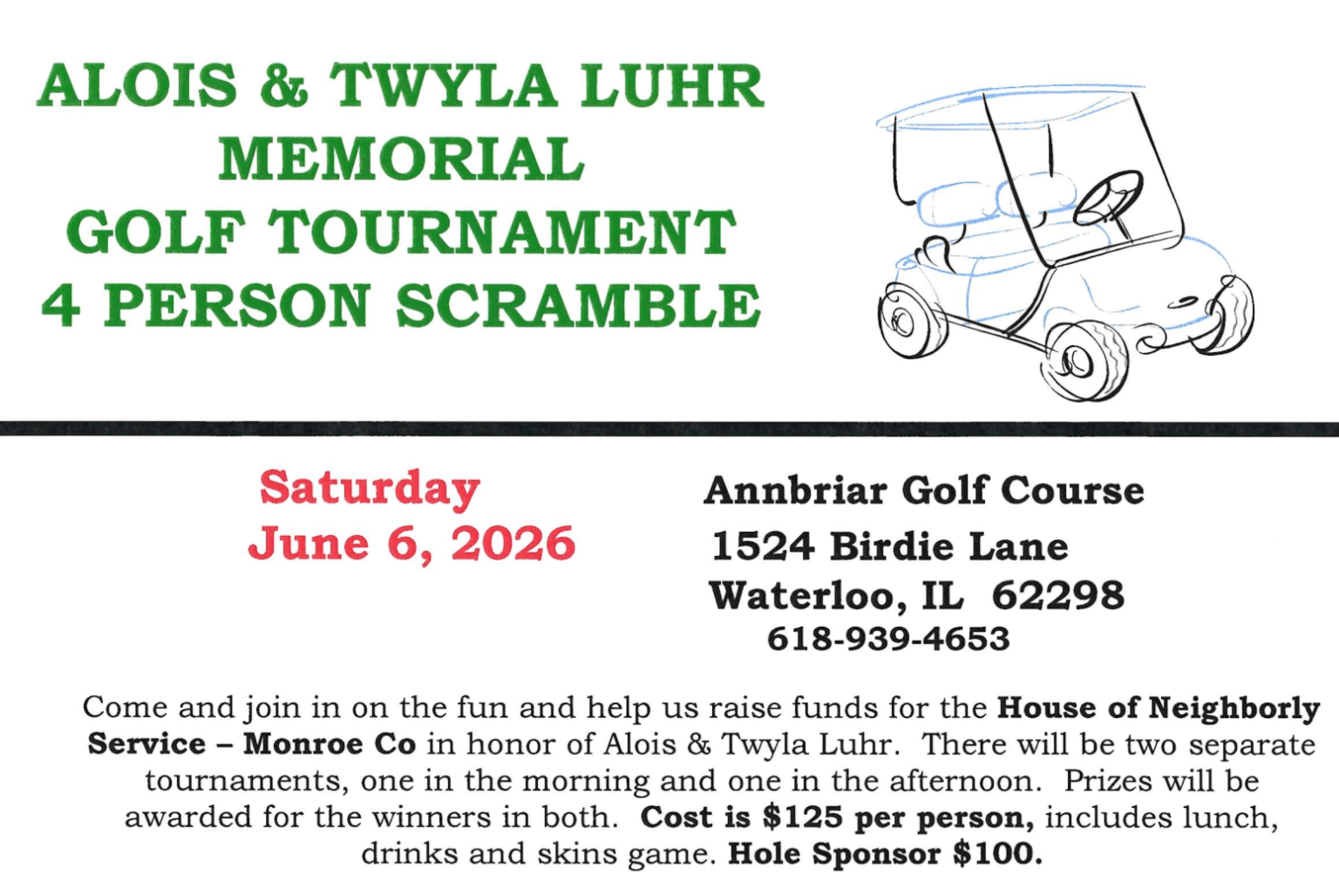 LOIS & TWYLA LUHR МЕМОRIAL GOLF TOURNAMENT