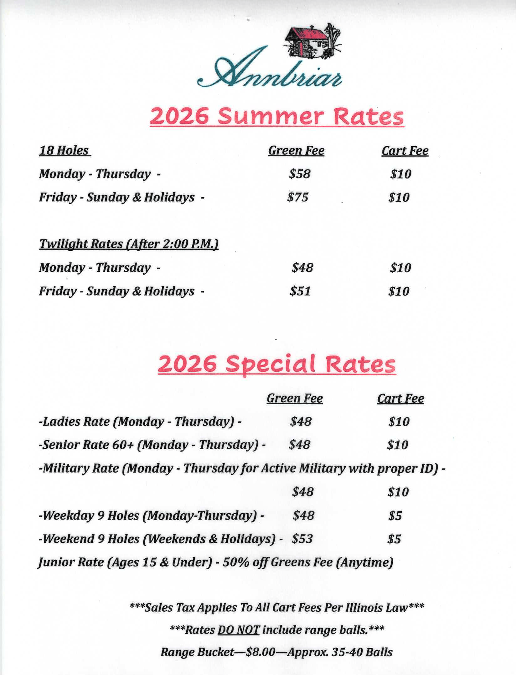 Summer Rates